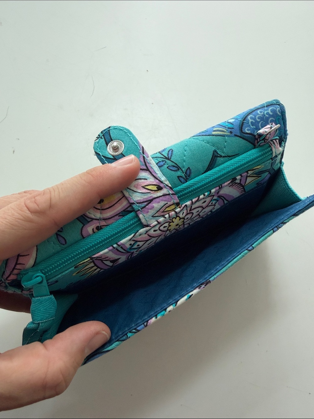 Vera Bradley Teal Floral Mandala Quilted Wallet - Picture 4 of 4